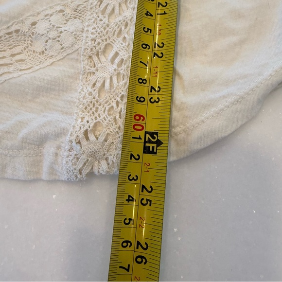 Free People Ivory Cream Lace Top 3/4 Length Sleeve Sz Large NWT - Picture 8 of 13